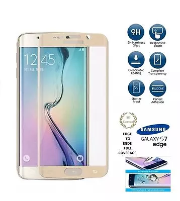 Bubble Free Tempered Glass Gold Screen Protector For  Samsung Galaxy S7 Edge • £4.49