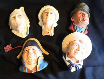 Vintage Bosson Chalkware Hanging Head - Set Of 5 - Dickens Characters • $15