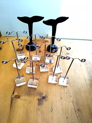 10 Acrylic Metal Tree Earring Jewellery Display Stand Holders & 2 Faux Leather • £15