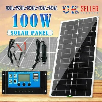 £22.99 • Buy 100W Solar Panel Kit 12V Battery Charger 10A Controller RV Trailer Camper Van UK