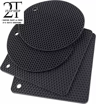 $14.64 • Buy 4 Pcs Honeycomb Silicone Trivet Mats Gripper Pad Hand Protection Hot Pot Holder