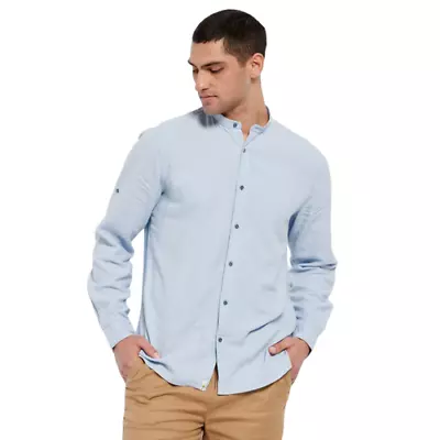 Funky Buddha Men's Linen Blend Mao Neck Shirt PN: FBM007-076-05 • $64.87