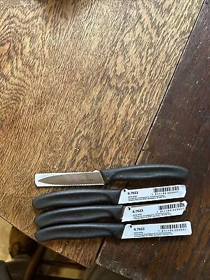 4  NEW  VICTORINOX 3 Inch Paring Knives Serrated Wavy Edge Pointed Tip Classic • $10.75