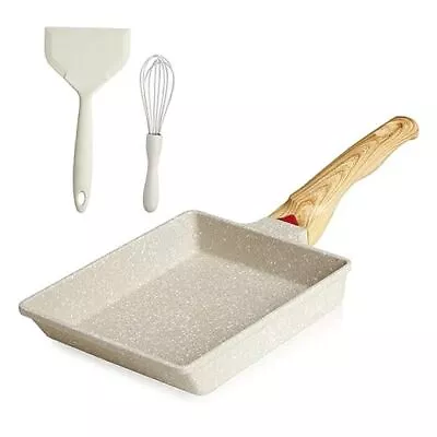  Japanese Omelette Pan Nonstick Tamagoyaki Egg Pan Rectangle Tamago White • $42.07