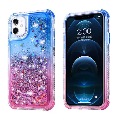 For IPhone 14 Pro 13 12 11 6s 7 8 XR XS Glitter Full Hard Back Hard Silicon Case • £46.61