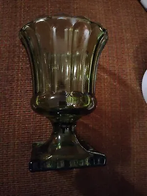 Vintage Hazel Atlas Green Glass Urn Vase Goblet • $5