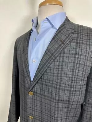 SUMMER! 1960 WITTY BROTHERS Nyc Washable GRAY PLAID BLAZER 40 42 R • $74.99