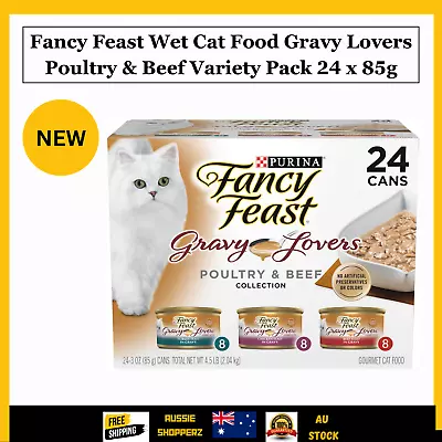 Fancy Feast Wet Cat Food Gravy Lovers Poultry & Beef Variety Pack 24 X 85g • $49.98