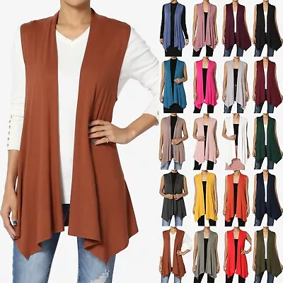 $18.99 • Buy TheMogan S~3XL Basic Sleeveless Waterfall Jersey Cardigan Draped Layering Vest