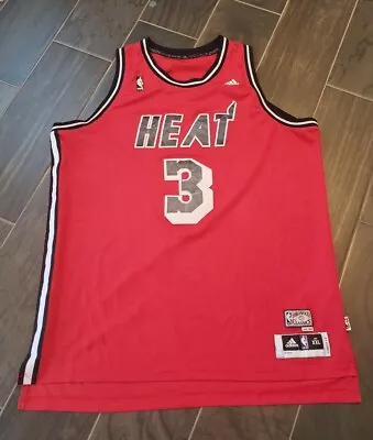 Adidas Miami Heat Dwyane Wade #3 Hardwood Classics Jersey Size Xxlarge Men's 2Xl • $69.97