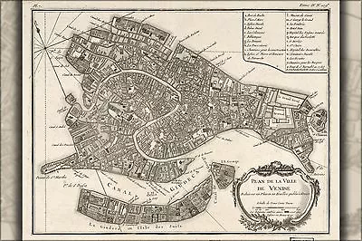 Poster Many Sizes; Map Of Venice Italy 1764 In French • £152.13