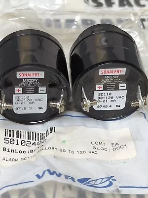 $30 • Buy MALLORY SONALERT SC110 BUZZER PULSE ALARM 30-120VAC/6-21mA..LOT OF 2..NOS