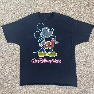 Disney Mickey Mouse Glow-In-Dark Shirt Adult 2XL Black Short Sleeve Tee Pullover • $15.99