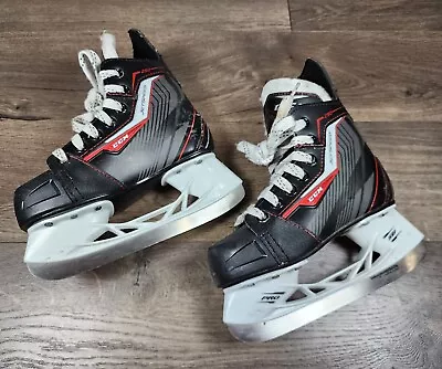 CCM Jet Speed 250 Ice Hockey Skates Junior Size 12 J Blade Black And Red • $31.45