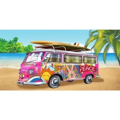 Pink Camper Van Microfibre Lightweight Beach Towel Quick Dry Travel Towel • £12.95