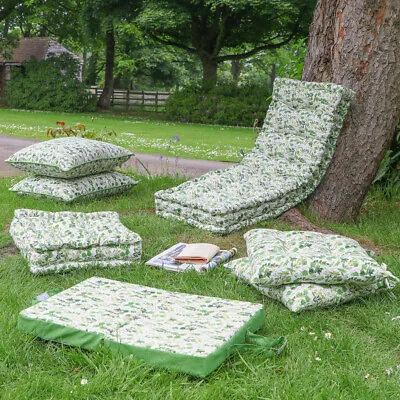 Waterproof Green Garden Outdoor Fabric Furniture 2 Seat Bench Pad Seat Cushions • £22.99
