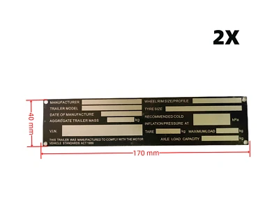 $8.50 • Buy 2Pcs Blank Vehicle Trailer Caravan VIN Identification Plate Part Grey On Black