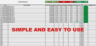 EBay Sales Purchases Profit & Loss Accounts Spreadsheet • £0.99