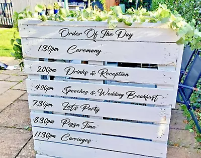 CUSTOM ORDER OF THE DAY WEDDING SIGN Pallet/Mirror/Board Vinyl Decal DIY Sticker • £6.99