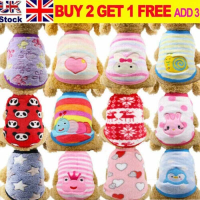 £4.48 • Buy Small Dog Clothes Pet Chihuahua Winter Warm Fleece Vest Cartoon Puppy Cat Coat