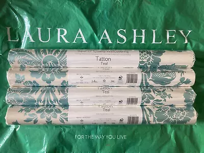 4 Rolls Laura Ashley Tatton Teal NEW Batch W070569-A/3 FREE POSTAGE • £97