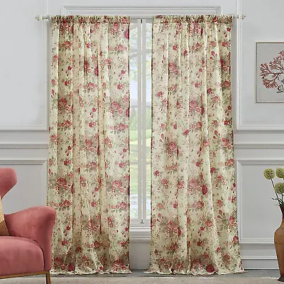 Greenland Home Antique Rose Curtain Panel Pair 42 X 84 Inches Multi Color • $39.22