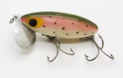 A17) Vintage Arbogast Flat Eye Jitterbug Fishing Lure In Rainbow Trout Color • $8.50