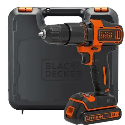 BLACK+DECKER 18V Cordless 1.5Ah Hammer Drill Kit Box BCD700S1KQ-GB • £39.28