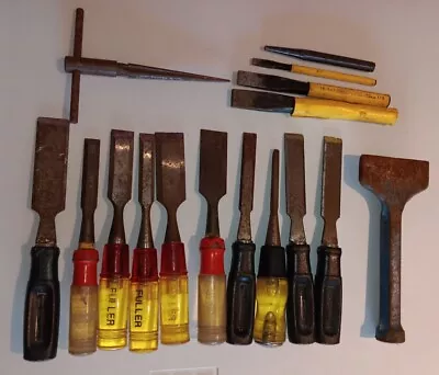 16 Wood Chisel Mix Fuller  Vintage Stanley Tool Wood Craving Lot  • $49.99