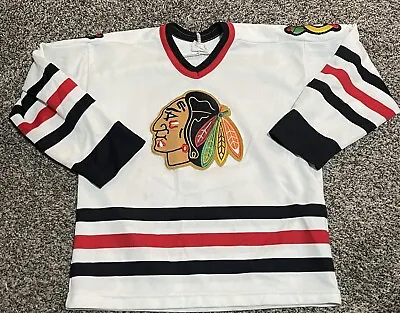 NHL CHICAGO BLACKHAWKS VINTAGE 80s YOUTH MEDIUM JERSEY MASKA ULTRAFIL #24 • $34.99