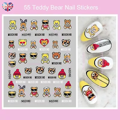 🌸FASHION TEDDY BEAR 55 3D Nail Art Stickers Decals Transfers Kawaii UK SELLER🌸 • £2.99