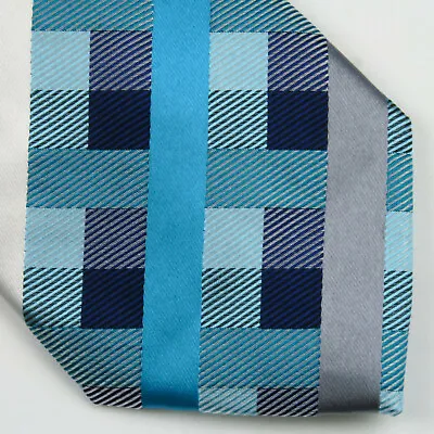 Twenty Dollar Tie Mens Neck Tie Blue Green White Checks Stripe 61 X3.25   Long • $14.85