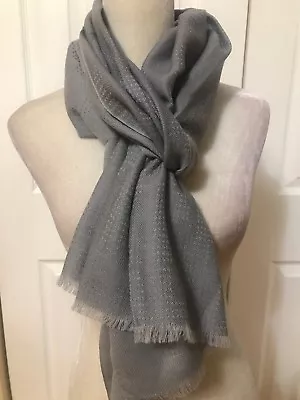 NEW Michael Kors MK Monogram Logo Jacquard Scarf Wrap Gray Wool • $26.99