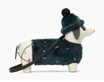 Kate Spade Dachshund Bag Dog Green Christmas Lights Claude Crossbody Purse NWT • $167.32