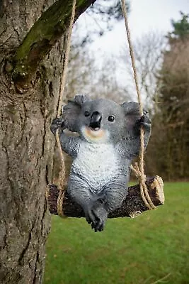 Hanging Koala Tree Ornament Swinging Garden Figure Rope Decor Large Outdoor • £15.99