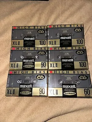 Lot Of 6 Maxell XLII 100 Minute Blank Audio Cassette Tapes High Bias NEW SEALED • $40