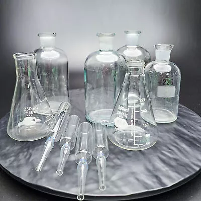 Lot Of 10 Lab Pyrex/Kimax Glass Globe Chemistry Apothecary Pharmacy • $77.95