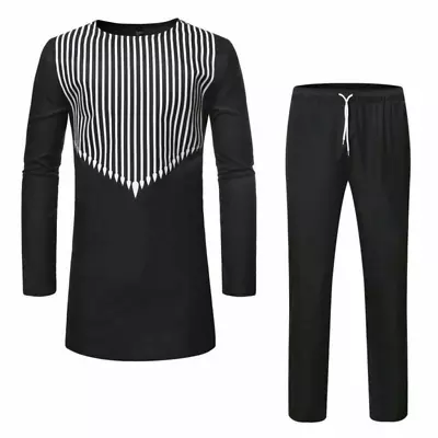 £37.20 • Buy Men's African Clothing Suit Dashiki Shirt With Trouser Top Pants 2 Pieces Set