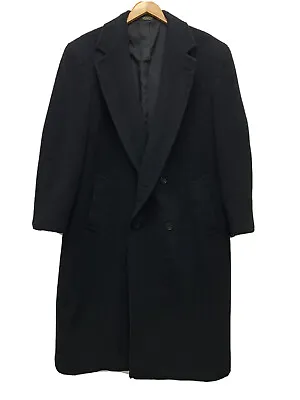 Pierre Cardin Cashmere Blend Overcoat Mens Size 44 R Black Long Sleeve • $75