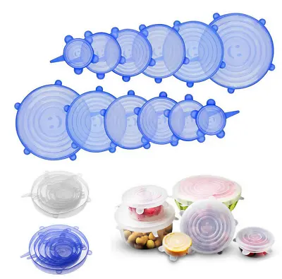 $5.39 • Buy Silicone Stretch Lids Reusable Wrap Bowl Seal Cover Storage Microwave Kitchen 12
