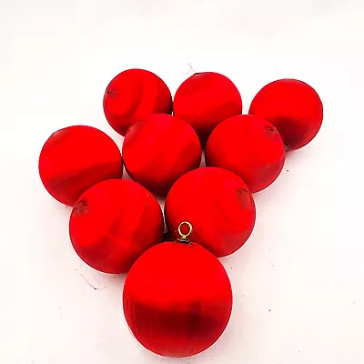 Pyramid Vintage Satin Sheen Christmas Ornaments Red Balls Unbreakable Lot Of 9 • $14.99