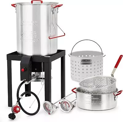 30Qt Turkey Deep Fryer &10Qt Fish Fryer Kit Aluminum Seafood Crawfish Boiler Pot • $108.29