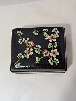 Vintage Chinese Cloisonne Jewelry/ Trinket Box Cherry Blossom Design • $35