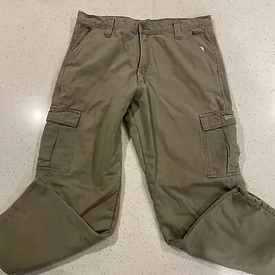 WRANGLER Fleece Lined Cargo Pants Men's 36x30 Beige STRAIGHT Leg Tan Khaki • $14.99