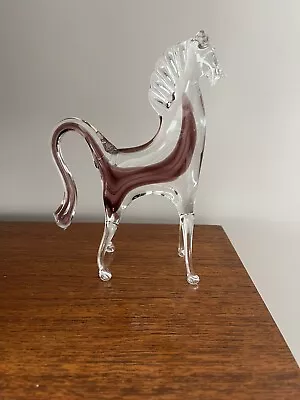 £20 • Buy Murano Glass Horse - Clear And Purple