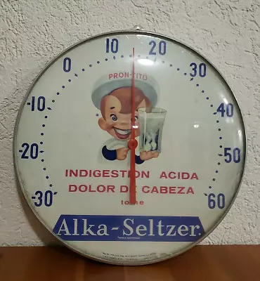 Vtg 1950s Speedy Alka Seltzer Relief Tablet Advertising Round Bubble Thermometer • $360.95