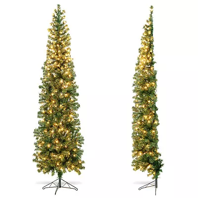 7 FT Pre-lit Half-Shape Christmas Tree W/450 Branch Tips & 150 Warm Lights • $54.99