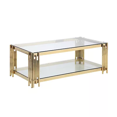 48  Rectangular Coffee Table With Tempered Glass Top Stainless Steel Frame       • $426.55