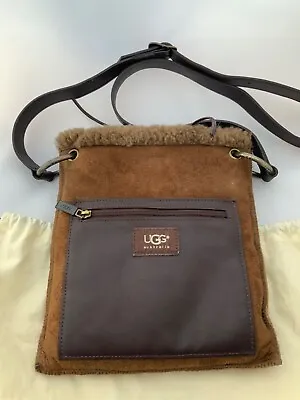 UGG Sheepskin Shearling Suede Crossbody Shoulder Bag Chestnut Color • $29.99