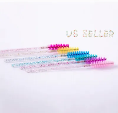 50PCS Eyelash Brush Disposable Glitter Mascara Wands Applicator Spoolie Tools • $5.98